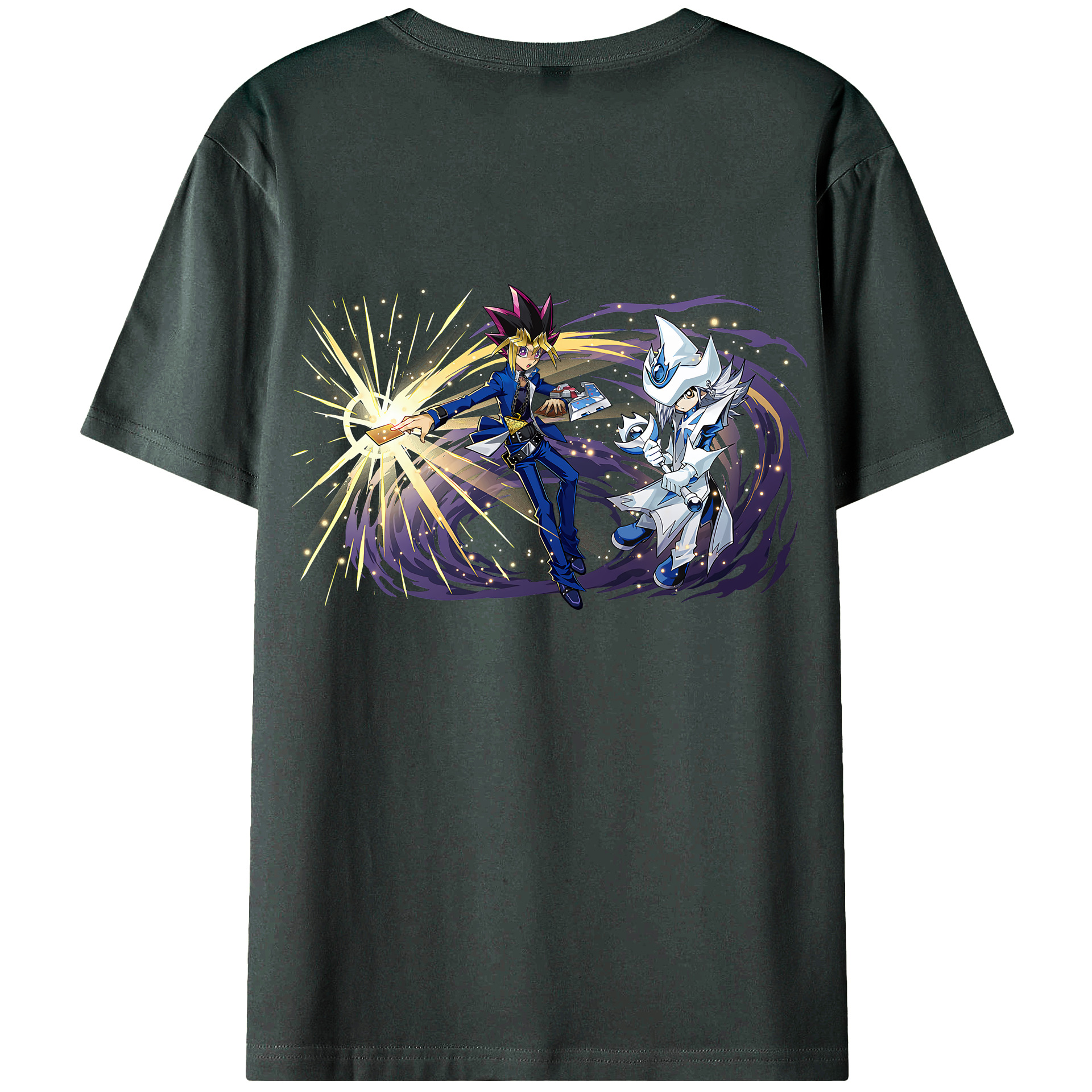 （画像用） 遊☆戯☆王 Yu-Gi-Oh! 綿100％ メンズ半袖Tシャツ（バックプリント） 通気性
